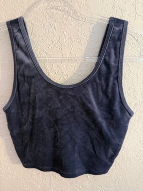 aerie Navy Velvet Scoop Crop Tank